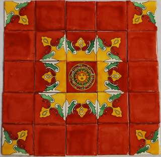 25 Mexican Talavera Tiles Ceramic Tiles Hand Made # 498  
