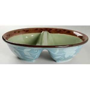 Pfaltzgraff Patio Garden 10 Oval Divided Vegetable Bowl, Fine China 