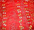 Pure silk Antique Vintage Sari Fabric 4y green red  