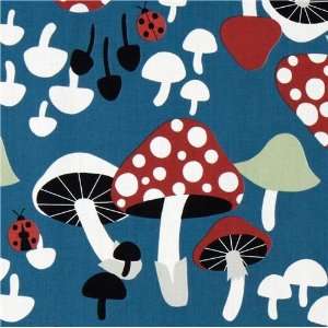  turquoise fly agaric fabric ladybirds by Kokka Japan (Sold 