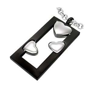  Two Tone Floating Hearts Pendant Set Jewelry