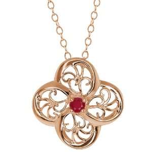  0.80 Ct Round Red Ruby 14k Rose Gold Pendant Jewelry