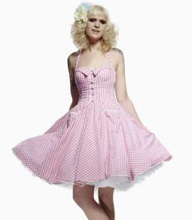 HELL BUNNY PENNY 50s DRESS gingham PINK   SIZES 6 14  