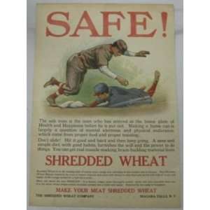 Vintage 1910 10x14.5 Shredded Wheat Baseball Ad