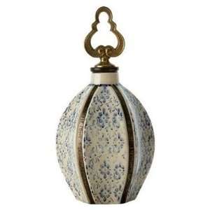  Vase Antiqued China Hex Agon Shape W Edges Finial Stopper 