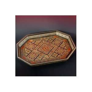 Mosaic Wood Inlay Decorative Tray from Syria  Kitchen 