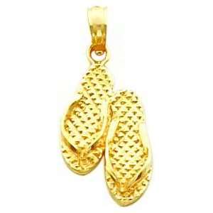 14K Gold Myrtle Beach Reversible Flip Flop Charm Jewelry