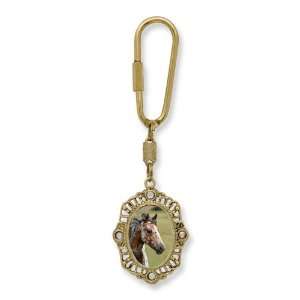    Gold tone and Purple Crystal Oval Appaloosa Horse Key Fob Jewelry