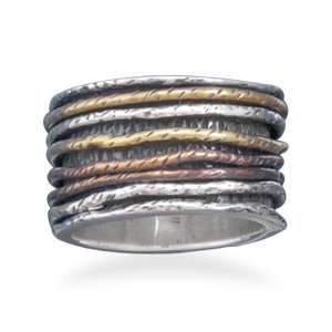  Oxidized Ring with Tri Tone Bands (6) Jewelry