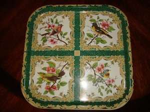 DAHER 13.5X13.5 DECORATED WARE TRAY WITH BIRDS   ENGLAND  