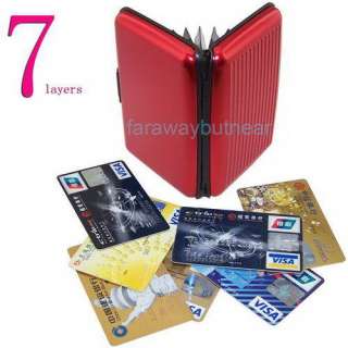   pocket Aluminum ID Card Holder Credit Card Wallet RFID protecto red