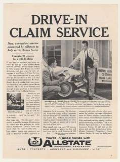 1960 Allstate Insurance Drive In Claim Service Print Ad  