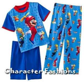 SUPER MARIO BROS. Wii Pajamas pjs Size 4 6 8 10 12 Shirt Pants Shorts 
