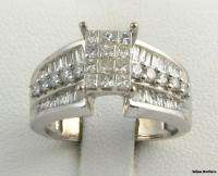 50ctw Genuine Diamond Pave Engagement Ring   14k White Gold Estate 