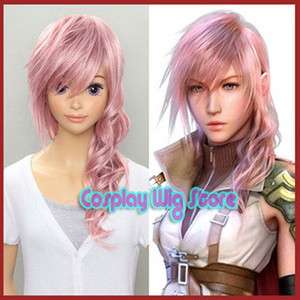 Lightning Long Curly Pink Anime Cosplay Skin Top Hair Wig  