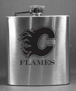 Calgary Flames Laser Etched / Engraved 6oz Hip Flask  