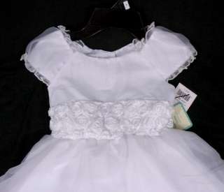 NEW Jona Michelle Girls Tea Length White Rose Dress 6X  