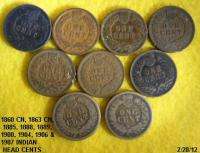  CN 1885, 1888, 1889, 1900, 1904, 1906 & 1907 Indian Head Cents.  