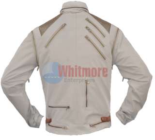 Michael Jackson Beat It Vintage Replica White Faux Leather Jacket 