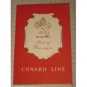   Carinthia First Class Passenger List   Cunard Liner 