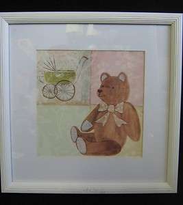 Nursery Teddy Bear White Frame Wall Hanging Picture  