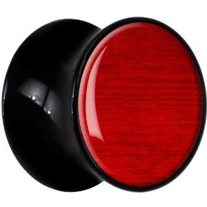    8mm  Black Acrylic Red Koto Wood Inlay Saddle Plug Jewelry
