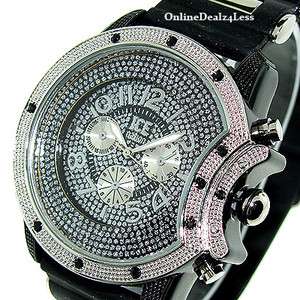 ICED OUT MENS SILVER/BLACK ICE NATION HIP HOP BLING SILICONE WATCH 