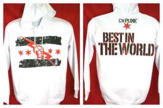 CM Punk Best In The World White WWE Hoody Sweatshirt New  