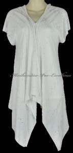 new FYLO NY Womens White Long Knit Open Front Cardigan SWEATER Sizes S 