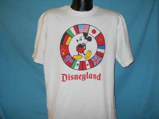 vintage DISNEYLAND MICKEY MOUSE FLAGS WHITE t shirt XL  