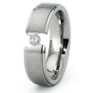 6mm Titanium Tension Set Band with CZ Jewelry