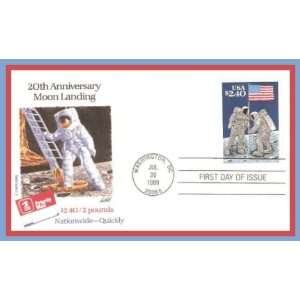   Postage Stamps $2.40 Moon Landing 20th Anniversary First Day Cover