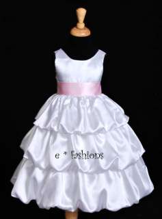 WHITE PINK WEDDING FLOWER GIRL DRESS 2 3 4 6 8 10 838B  