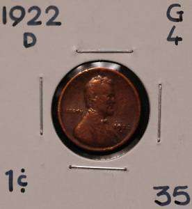 1922D USA 1 Cent Small Cent G 4 Lincoln Wheat  