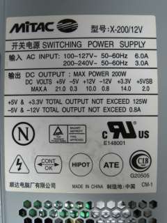 DELL Dimension 2350 power supply Mitac X 200/12V  