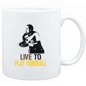    Mug White  LIVE TO play Handball  Sports
