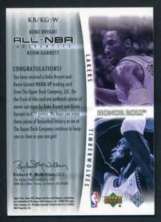2002 03 Upper Deck Honor Roll Kobe Bryant Kevin Garnett Dual Game 