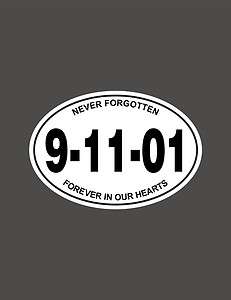 11 01 FDNY Firefighter EMS Never Forget WHITE OVAL decal sticker 