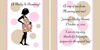  Brown Polka Dot Mod Mom Baby Shower Tea Bag Favors Set of 12  