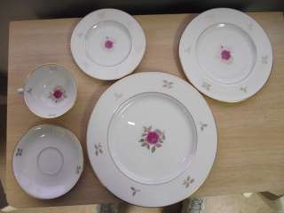   Rhodora 5 Piece Place Setting Plate Cup Saucer Dinner Salad Bread Rose