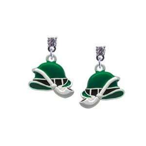 Derby Hat with Pipe Clear Swarovski Post Charm Earrings [Jewelry]
