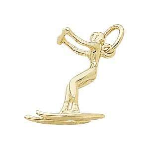  Rembrandt Charms Water Skier Charm, Gold Plated Silver 