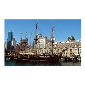  Sailing ship moored in a harbor, Waterfront Restaurant 