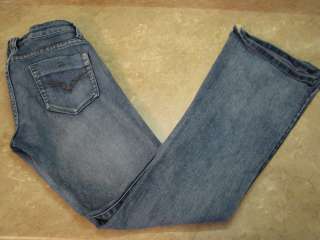 WET SEAL Dark STRETCH FLARE JEANS Distressed 7/8 R  