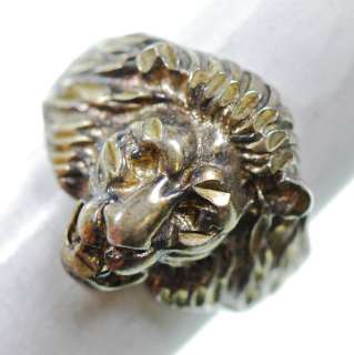 Vintage Sterling Silver   Fierce Etched Lion Head   Ring (7) XB920 