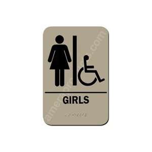  Restroom Sign Handicap Girls Taupe 2314