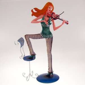  Violinist Earring Holder Jewelry Display All Metal Green 