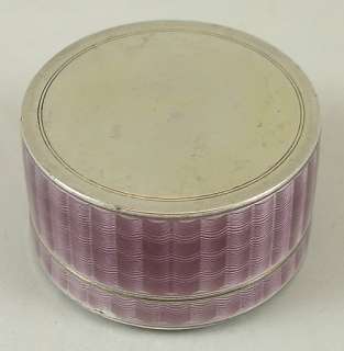 ANTIQUE FRENCH STERLING SILVER & LAVENDER GUILLOCHE ENAMEL BOX 