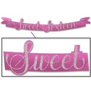  Sweet Sixteen Glittered Streamer