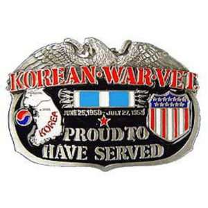  Korean War Vet Proud To Have Served Belt Buckle Enamel 